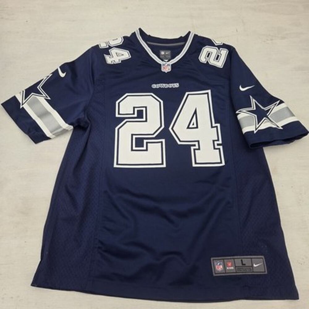 Dallas Cowboys Football Jersey Mens L Blue NFL Nike Claiborne 24 On Field